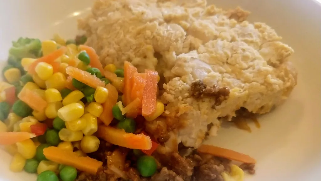 Photograph of Spiced shepherd's pie with butterbean crust.