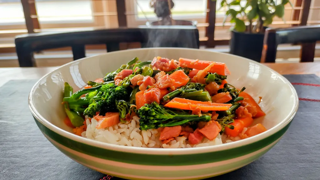 Photograph of Spicy bacon broccoli.