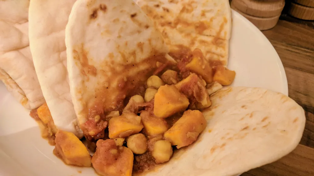 Photograph of Spicy-vegetable chapatti wraps.