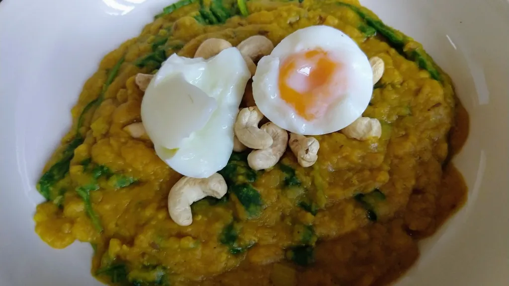 Photograph of Spinach and cashew dhal.