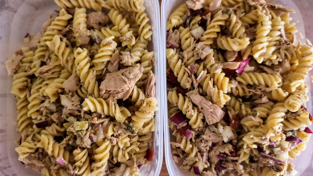 Photograph of Storecupboard pasta salad.