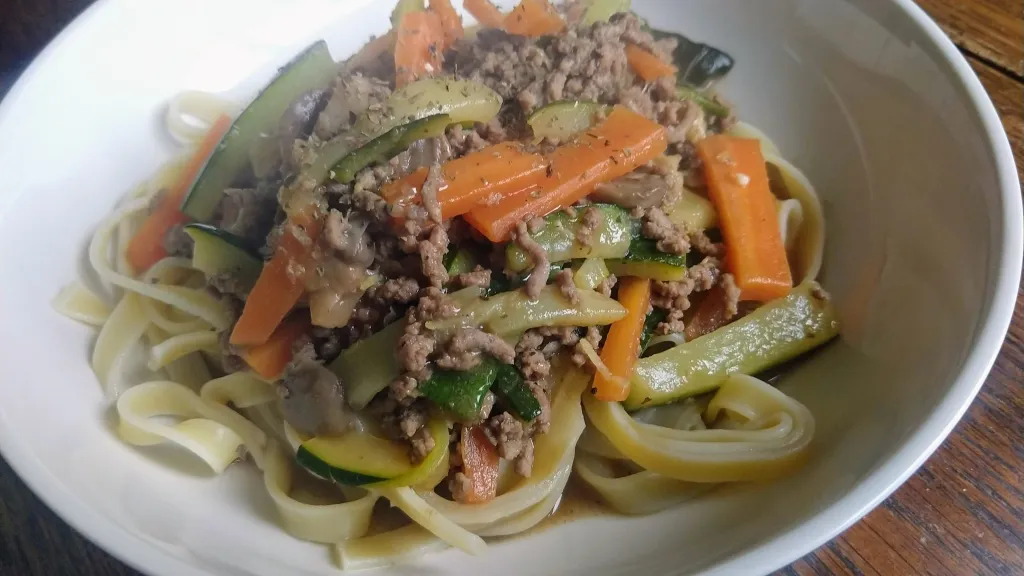 Photograph of Summer tagliatelle ragu.