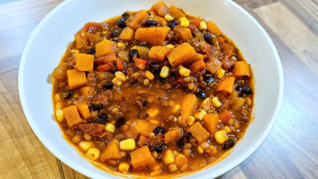 Photograph of Sweet potato spiced chili.
