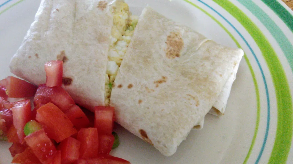 Photograph of Tex-Mex burrito.