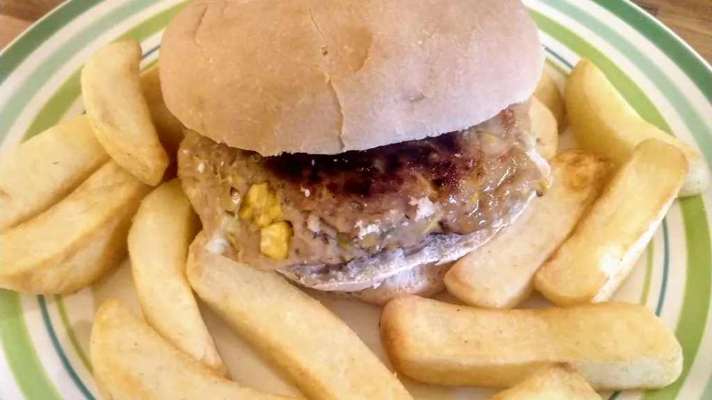 Photograph of Tuna sweetcorn burgers.