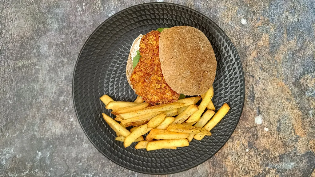 Photograph of Zinger burgers.